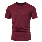 Herren Kurzarm-Henley-T-Shirt mit modischem Knopfdesign und atmungsaktiver Baumwollqualität