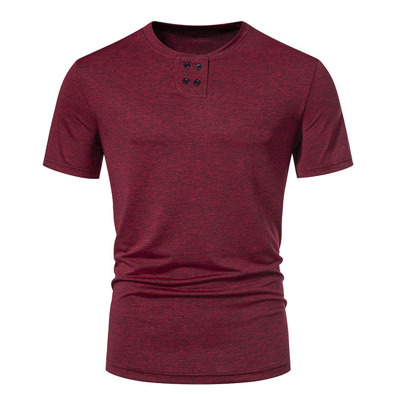 Herren Kurzarm-Henley-T-Shirt mit modischem Knopfdesign und atmungsaktiver Baumwollqualität