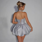Damen glamouröses Partykleid mit schimmerndem Oberteil und voluminösem Rock R&B