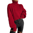 Damen Strickpullover mit hohem Kragen und komfortablem Schnitt R&B
