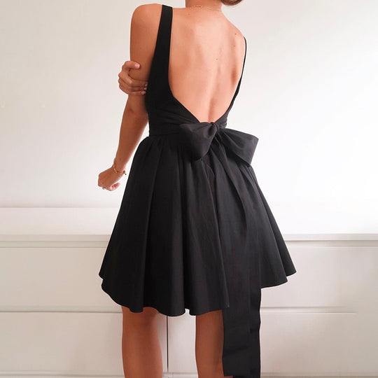 Damen Verspieltes Minikleid mit quadratischem Ausschnitt und schwingendem Rock R&B
