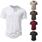 Herren Kurzarm-Henley-Shirt mit klassischem Knopfdesign