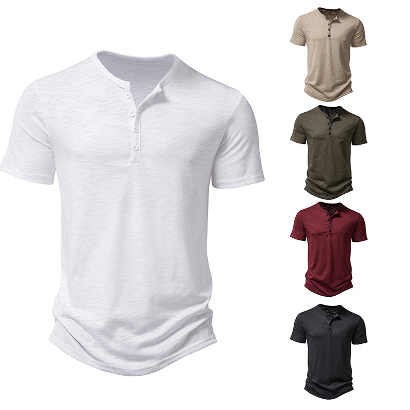 Herren Kurzarm-Henley-Shirt mit klassischem Knopfdesign