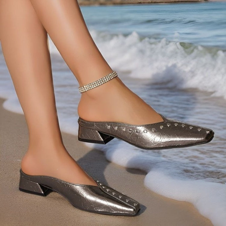 Damen Mules mit modischem Riemendesign und eleganten Schmuckdetails R&B