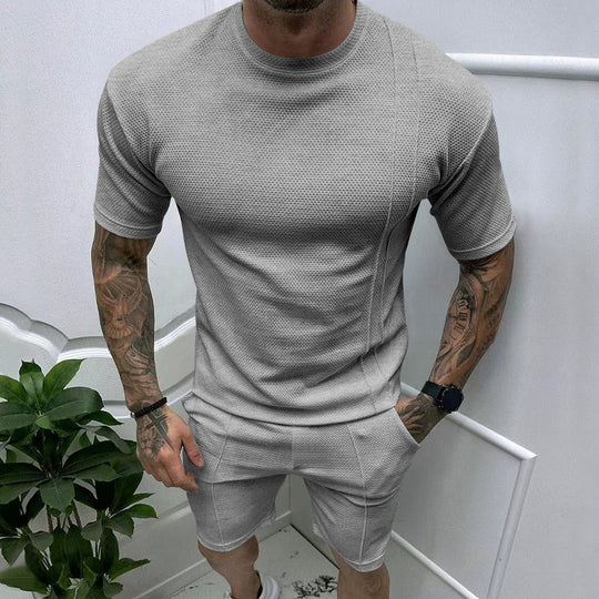 Herren Sportliches Kurzarm-Set mit innovativem Texturdesign und praktischen Eingrifftaschen R&B