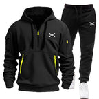 R&B Herren Hoodie-Trainingsanzug mit Reißverschlusstaschen