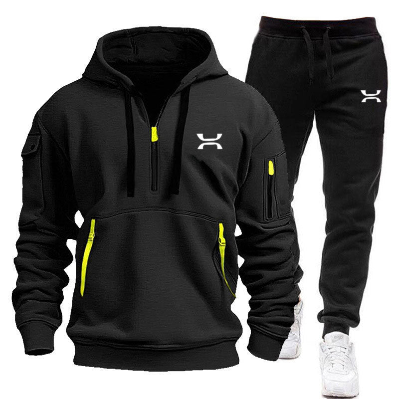 R&B Herren Hoodie-Trainingsanzug mit Reißverschlusstaschen