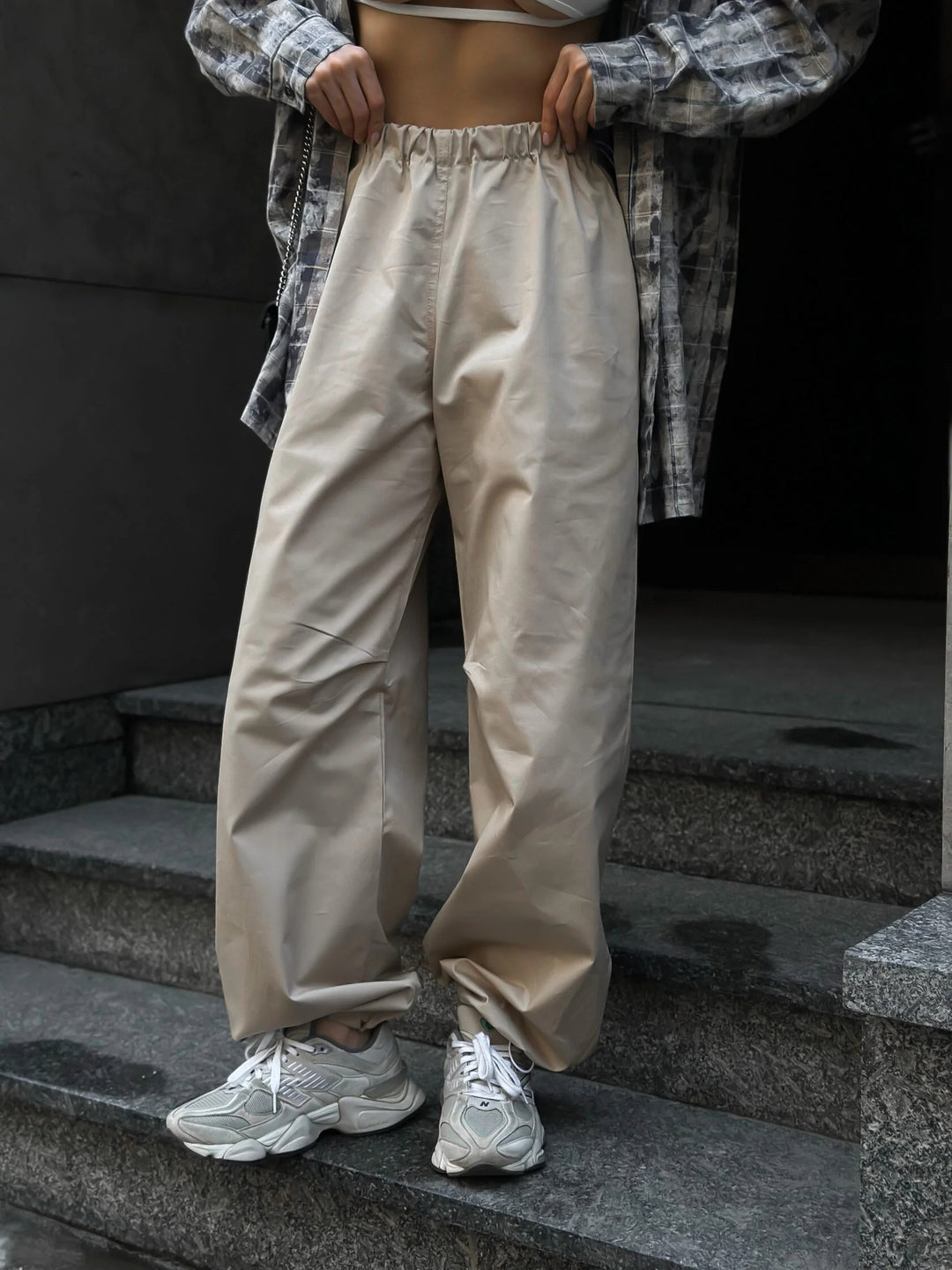 Damen Weite Chino-Hosen mit elastischem Bund und seitlichen Taschen R&B