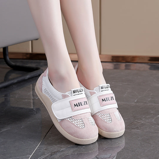 Damen Komfortable Freizeit Sneakers mit atmungsaktivem Netzdesign und elastischem Klettverschluss R&B