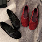 Damen Ballerinas aus samtigem Obermaterial mit elastischem Riemen R&B