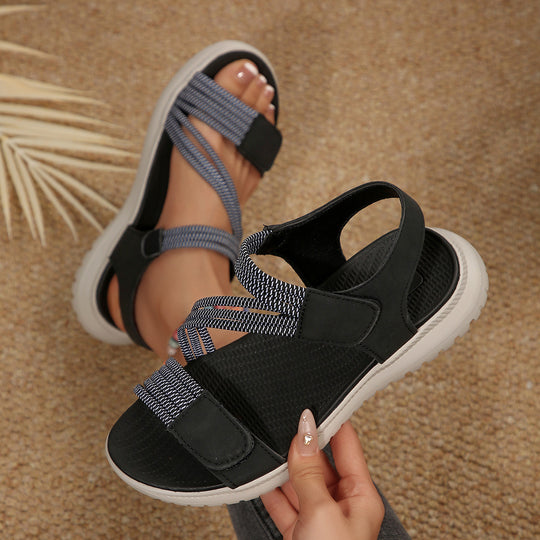 Damen Bequeme Sport-Sandalen mit elastischen Riemen und rutschfester Laufsohle R&B