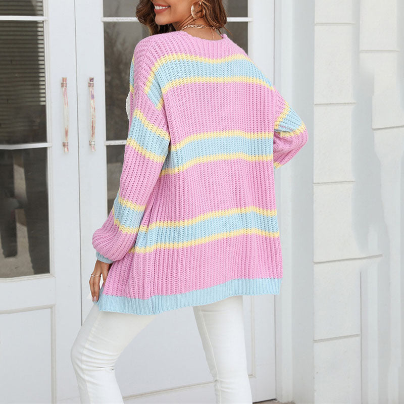R&B | Gestreifter Strickjacke