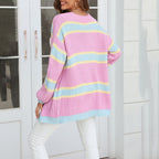 R&B | Gestreifter Strickcardigan Acryl Bunt, Weich