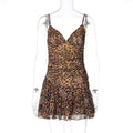 Damen Sommerliches Minikleid mit tiefem V-Ausschnitt und tierischem Muster R&B