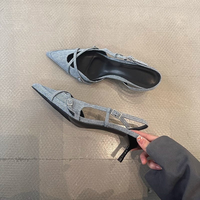 Damen stilvolle Slingback-Pumps mit feinen Riemen R&B