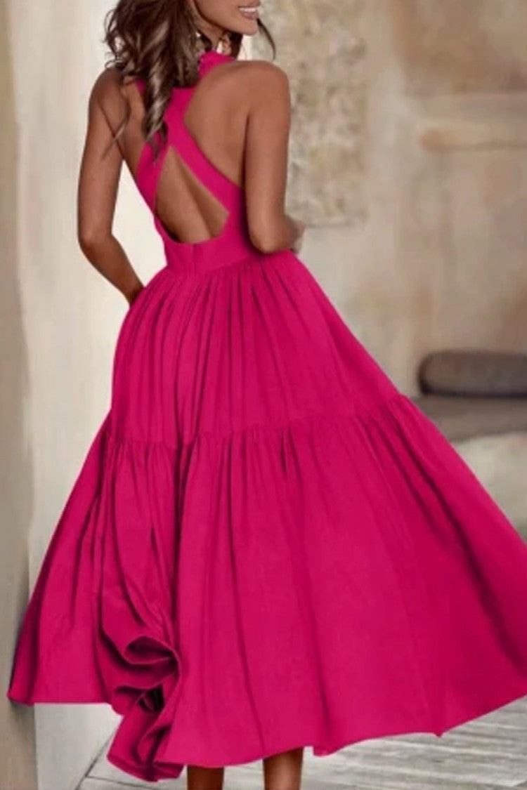 Damen Elegantes Langarmkleid mit bodenlangem Rock und raffinierten Falten R&B