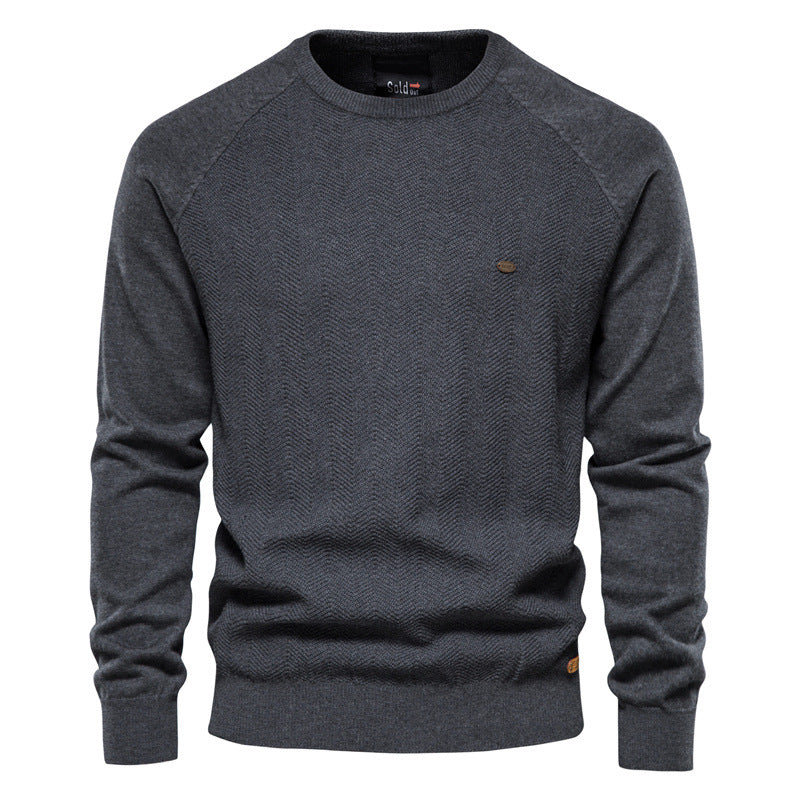 Herren Strickpullover mit elegantem Zickzackmuster und Rundhalsausschnitt R&B