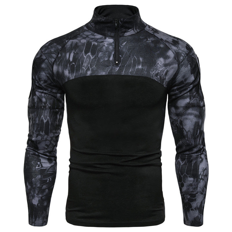 Herren Funktionspullover mit Teilreißverschluss und modernem Camouflage-Design R&B