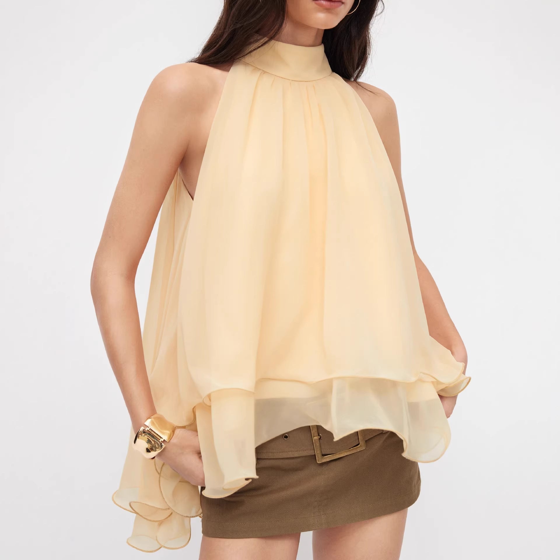 Damen Schwingender Chiffon-Rock mit Schleifenverschluss R&B