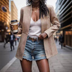 Damen eleganter Blazer mit Wabenstruktur und tailliertem Schnitt R&B