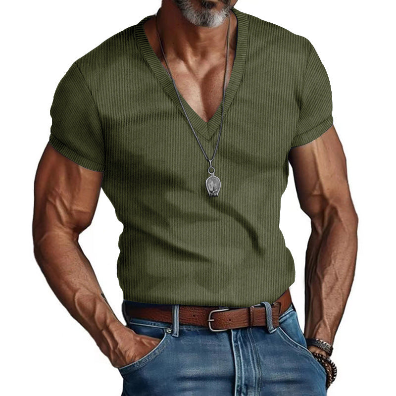 Herren Kurzarm V-Ausschnitt T-Shirt R&B