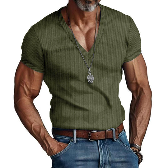 Herren Kurzarm V-Ausschnitt T-Shirt R&B