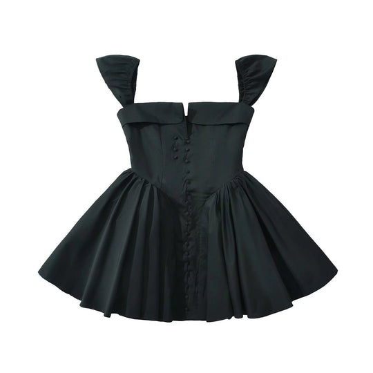Damen Puffärmel Kleid mit taillierter Silhouette und elegantem Rüschensaum R&B