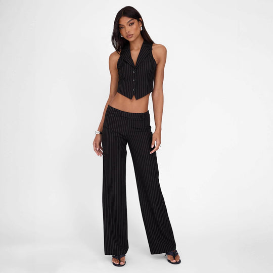 Damen Bustier-Oberteil mit feinen Streifen und eleganten Knopfdetails R&B