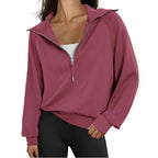 Damen lässiger Sweatpullover mit hohem Kragen und Reißverschluss R&B