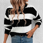 Damen gestreifter Strickpullover R&B