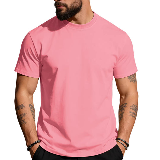 Herren nan körperbetontes hochwertiges Baumwollshirt mit Rundhalsausschnitt R&B