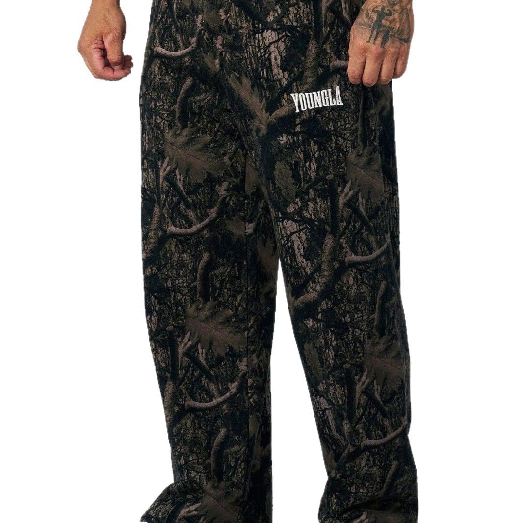 Herren nan weite Camouflage-Jogginghose mit elastischem Komfortbund und Oberschenkel-Logo R&B