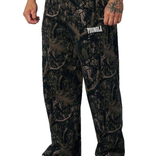 Herren nan weite Camouflage-Jogginghose mit elastischem Komfortbund und Oberschenkel-Logo R&B