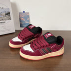 Damen modische Sneakers mit dicker, gepolsterter Sohle und elastischen Schnürsenkeln