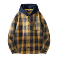 Herren lässige Hemdjacke mit gefütterter Kapuze und Karomuster R&B