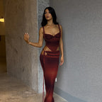 Damen Figurbetontes Maxikleid mit verführerischem Ausschnitt und raffinierten Schnürdetails R&B