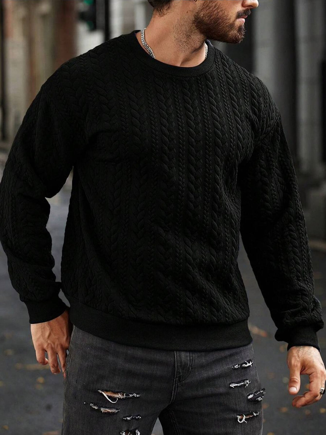 Herren Strickpullover mit strukturiertem Muster R&B