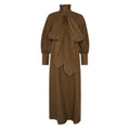 Damen Maxikleid mit eleganten Puffärmeln und schickem Schlips R&B