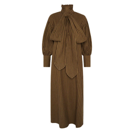 Damen Maxikleid mit eleganten Puffärmeln und schickem Schlips R&B