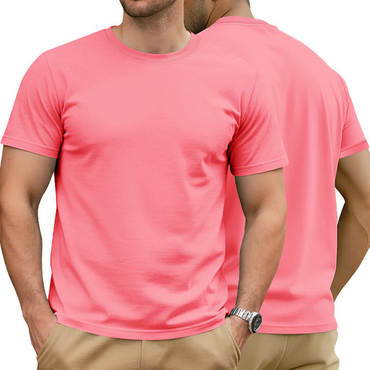 Herren nan Basic Kurzarm-T-Shirt aus hochwertigem Baumwollmix mit Rundhalsausschnitt, flachen Nähten und Regular Fit R&B
