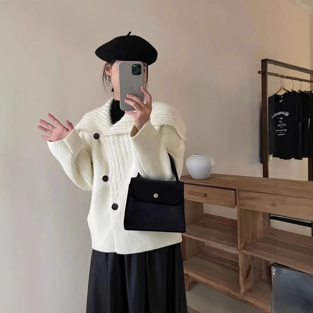 Damen Kuschelige Fleecejacke mit breitem Kragen R&B