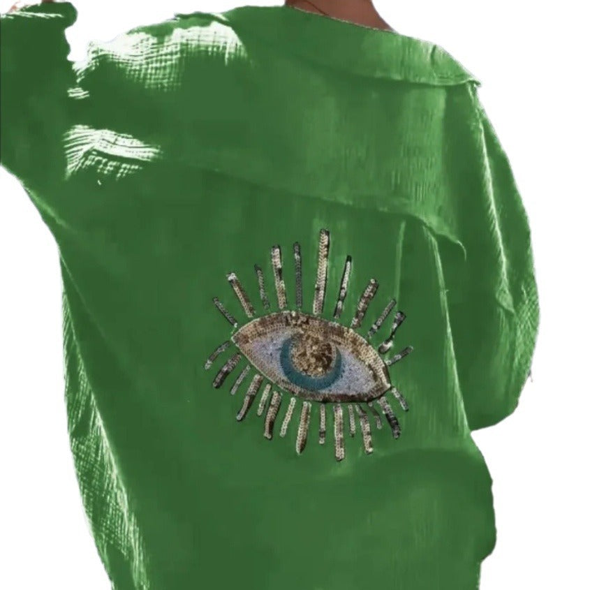 Damen Bluse mit einzigartigem Auge-Stickerei R&B