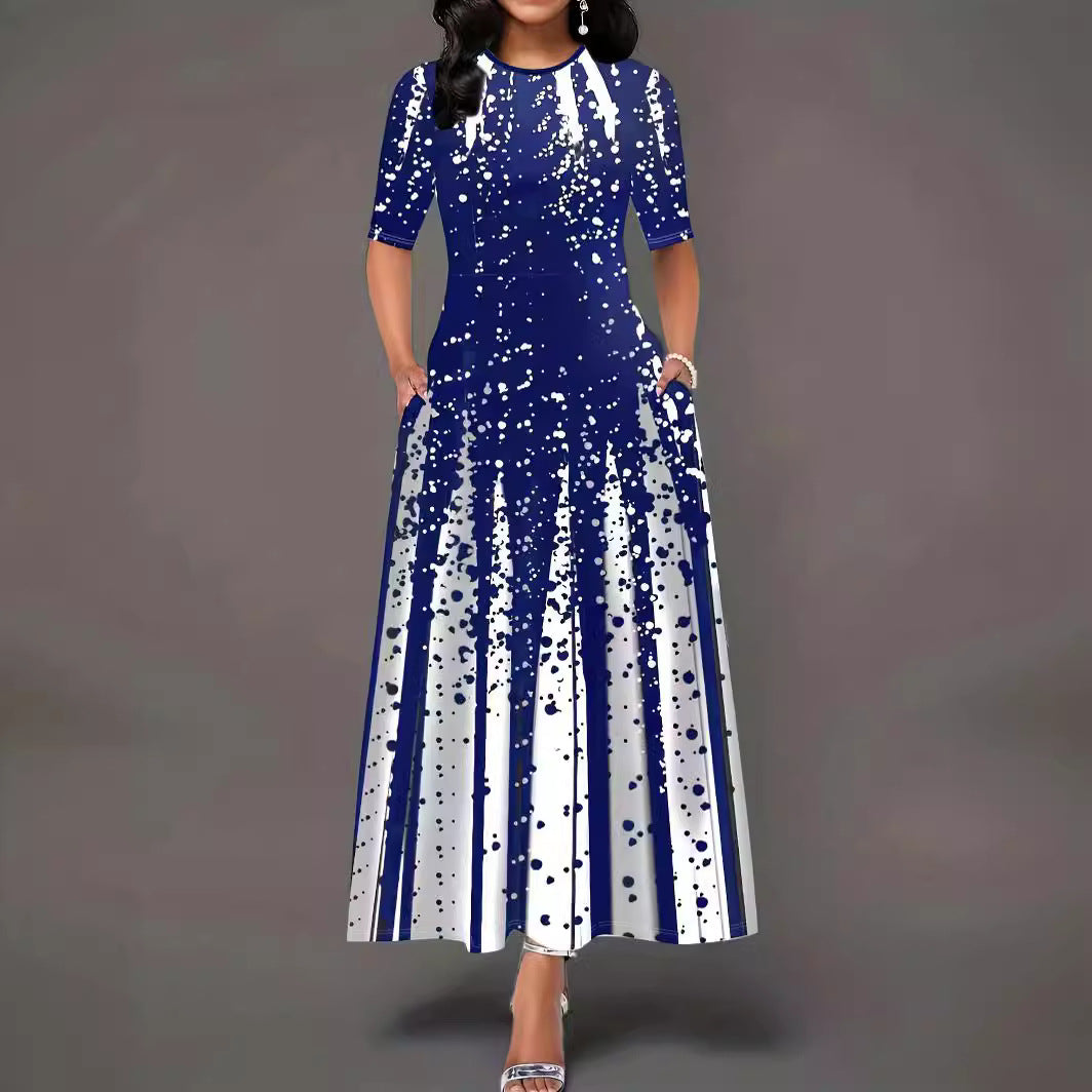 Damen Maxikleid mit kreativen Spritzmuster R&B
