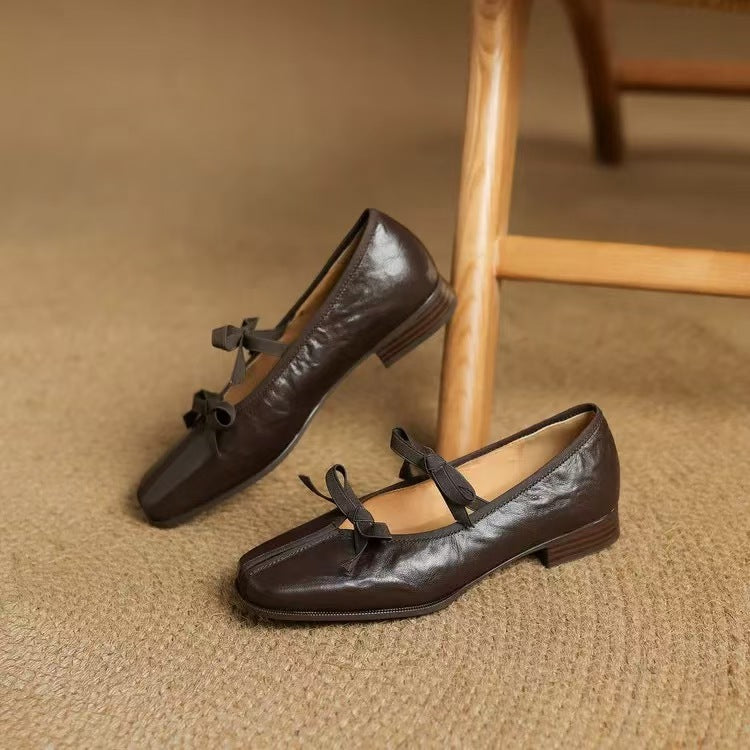 Damen Ballerinas mit femininer Schleifenverzierung und hochwertiger Lederoberfläche R&B