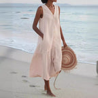 Damen Sommerliches Leinenkleid R&B
