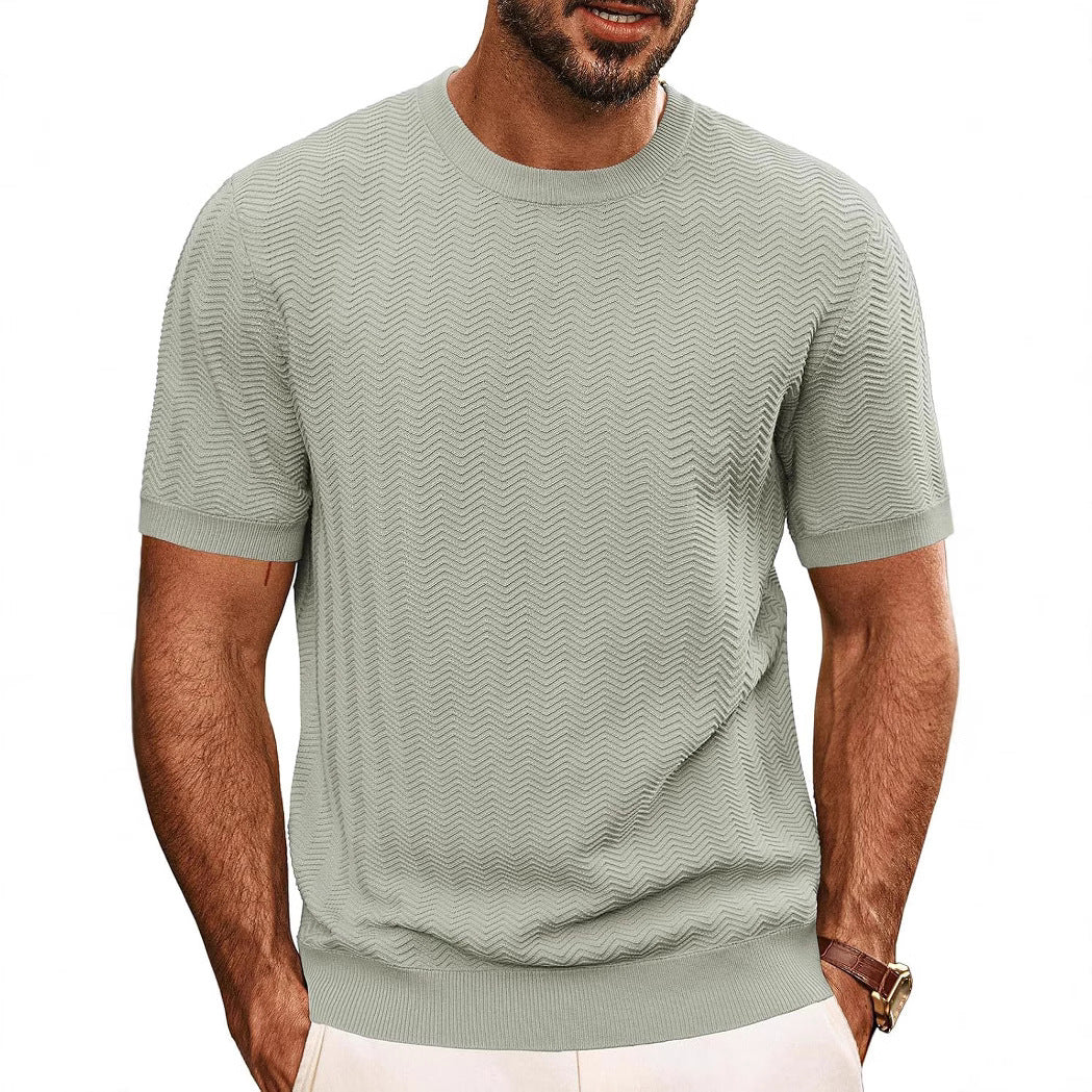 Herren strukturiertes Rundhals T-Shirt R&B