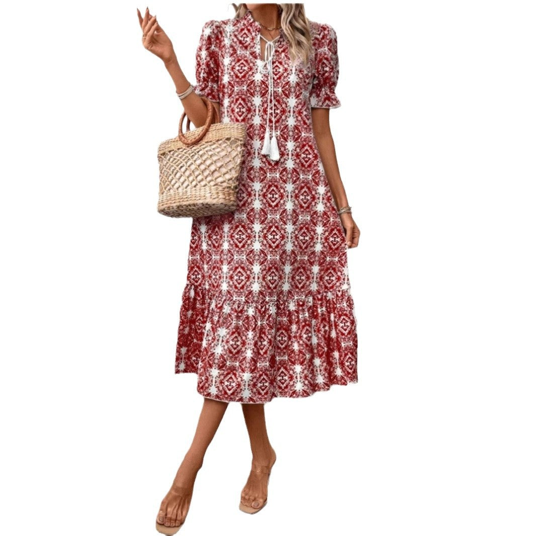 Damen Sommerliches Tunika-Kleid mit eleganten Schnüroptionen R&B