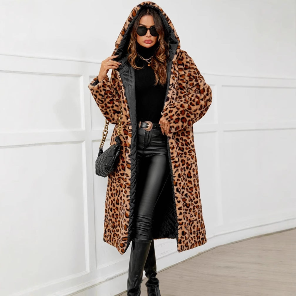 Damen Übergroße Kuscheljacke mit Leopardenmuster R&B
