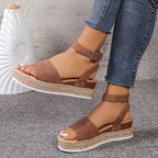 Damen Wedge-Sandaletten mit elegantem Riemen-Design und komfortablem Fußbett R&B