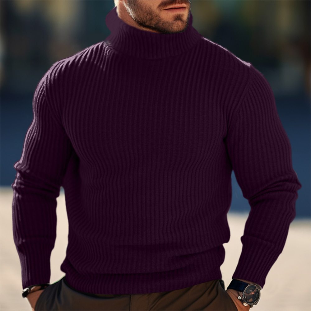Herren Stehkragen Pullover aus strukturiertem Strick R&B